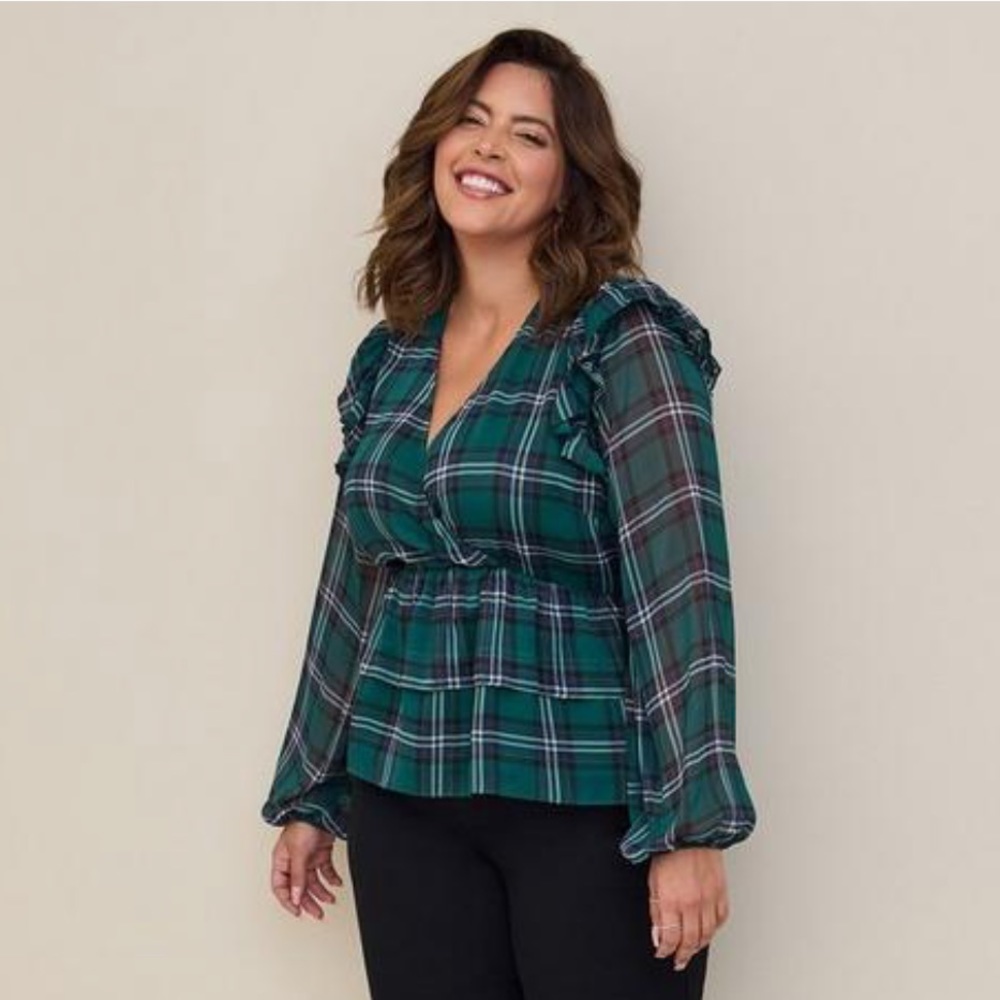Torrid Plaid Peplum Blouse